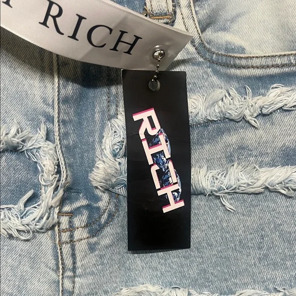 Men's ICY RICH Size 32 Light Blue Distressed Stacked Skinny Jeans - Picture 4 of 9